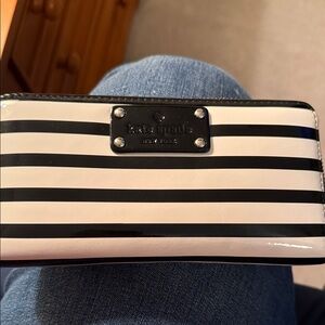 Kate Spade Black and Cream Striped Wallet
